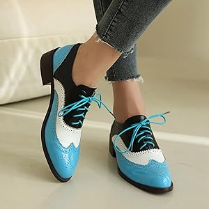 Amazon.com | JOEUSTY Women's Flat Saddle Oxford Shoes Two